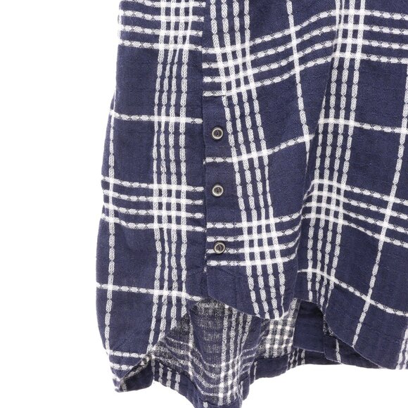 Free People Oversized Long Sleeve Button Down Shirt Blouse Women's M Blue/White - Picture 8 of 14